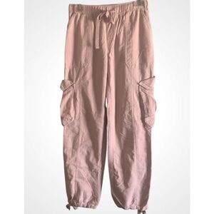 Rachel Paige Women's Pink Cotton Cargo Drawstring Ankle Drawstring Waist Pant XS